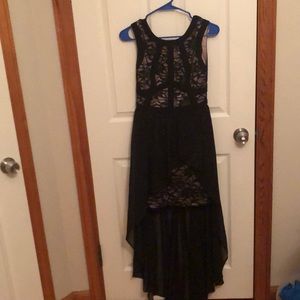 Hi/Low Black and Tan Homecoming Dress